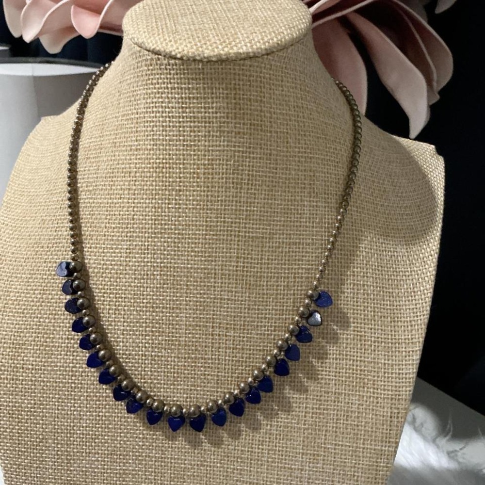 Vintage Native American QT Lapis Lazuli Bead Sterling Silver necklace.